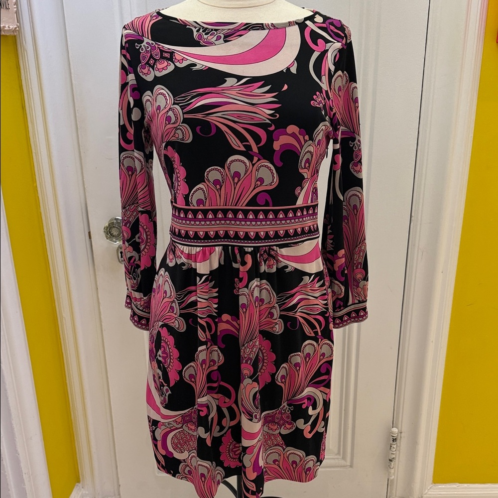Tibi sz Med Elegant Pink and Black Paisley Dress